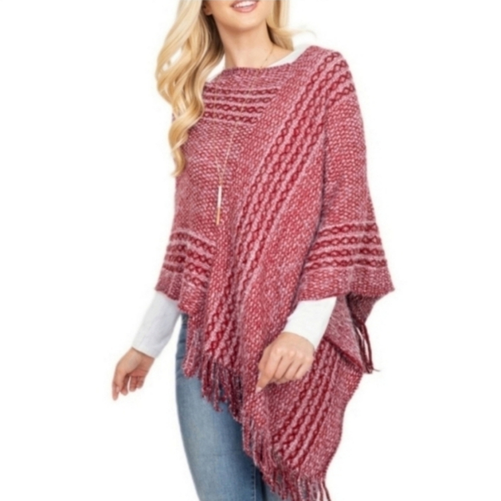 Poncho Sweater With Fringe